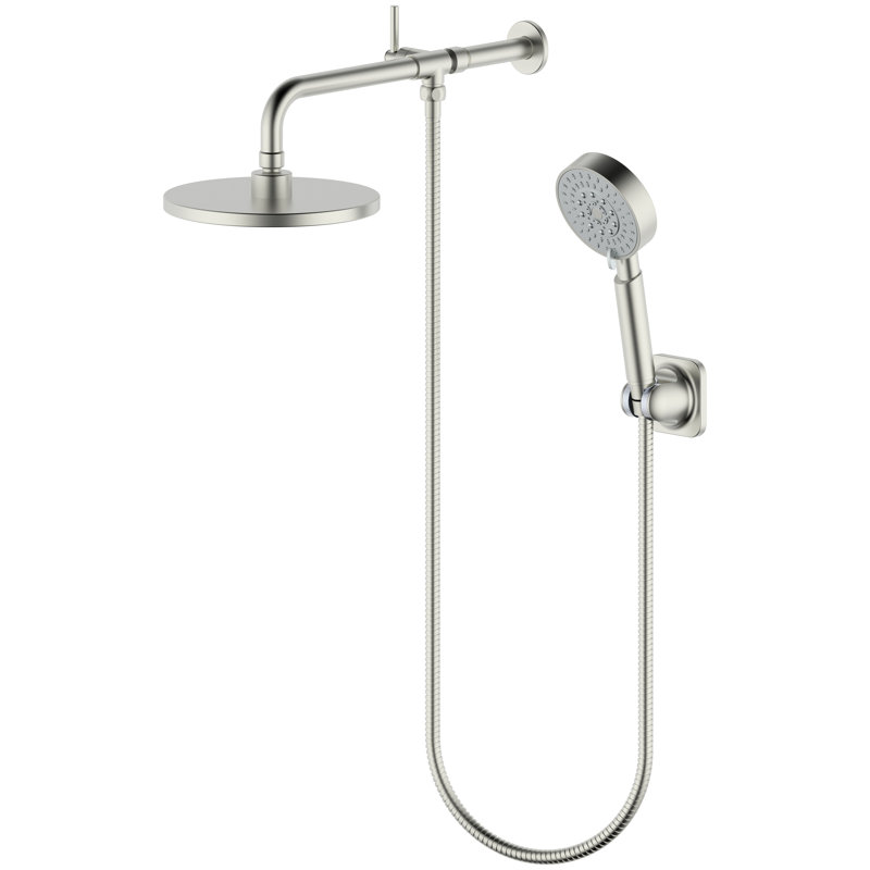 Derengge Shower Head Combo With 8 Inch Shower Head, 5 Function Handheld Showerhead, Brushed Nickel