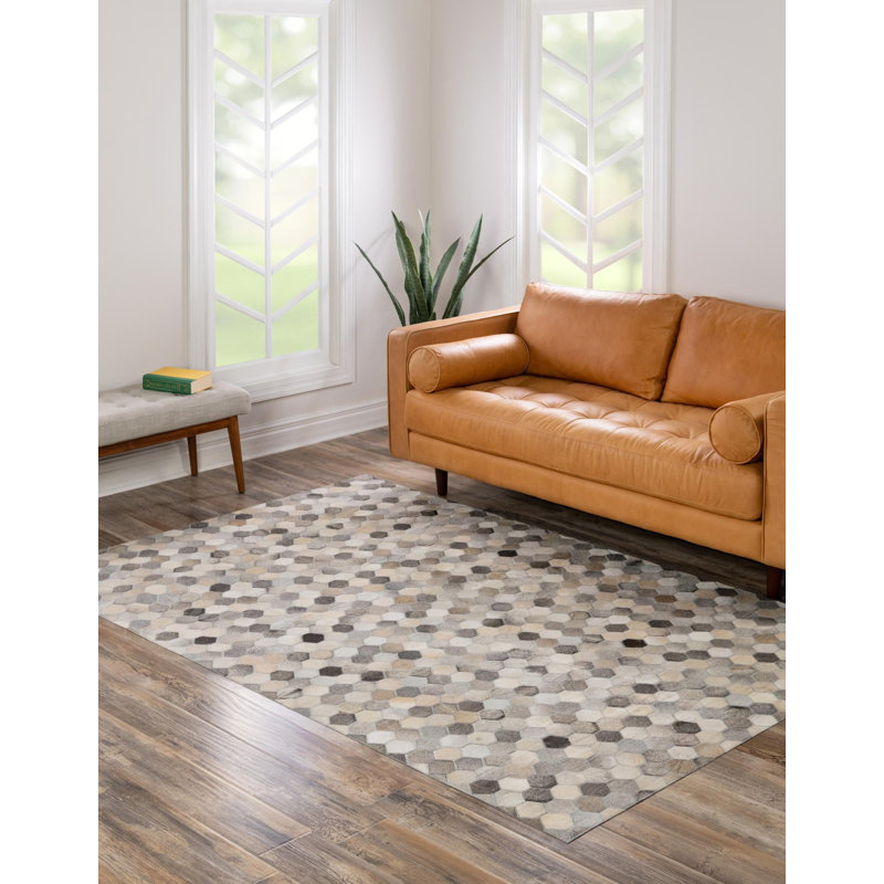  Tapis en cuir de vache mosaïque, Rectangle 6 pi 1 po x 9 pi
