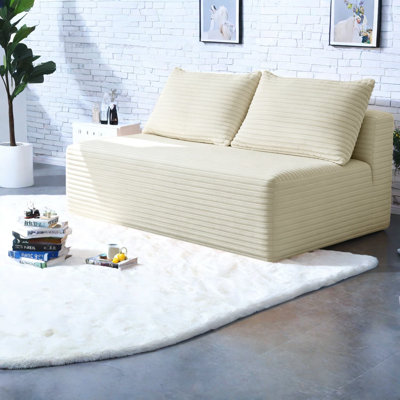 Canapé d'angle à compression, canapé moderne compact de 145 cm en tissu peluche pour la maison