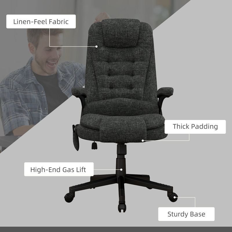 Polyester Blend Executive Chair with Headrest, Gray