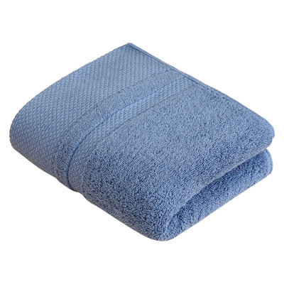 100% Cotton Thickened Towel for Adults, 120g, Long Staple Cotton, Hotel Quality, Soft & Absorbent, Rhombus Pattern, Cyan Blue