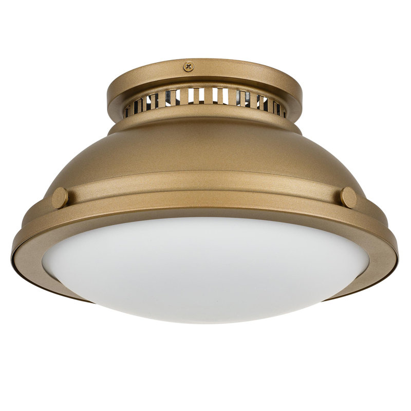 1-Light 11-in Polished Brass Flush Mount, 1 Light, Brushed Brass, 6.5" H x 11" W x 11" D