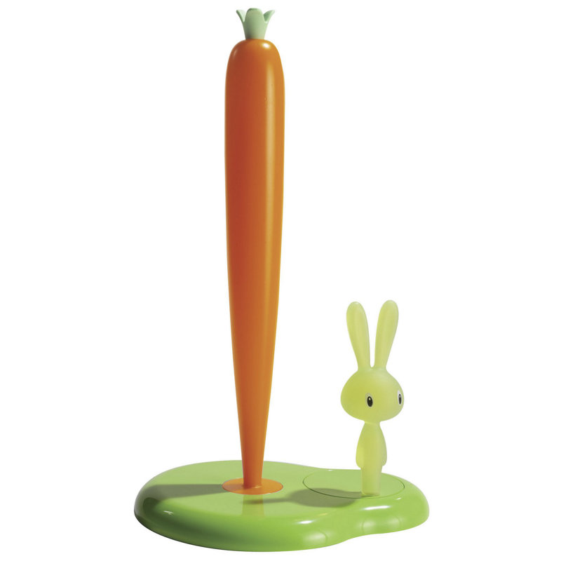 Bunny & Carrot Kitchen Roll Holder, 13.39", Green