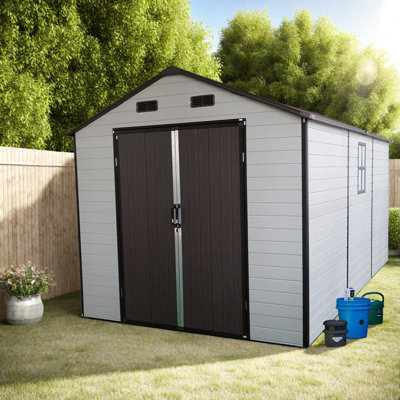 Spacious Resin Storage Sheds With Durable Aluminum Frame For Backyard