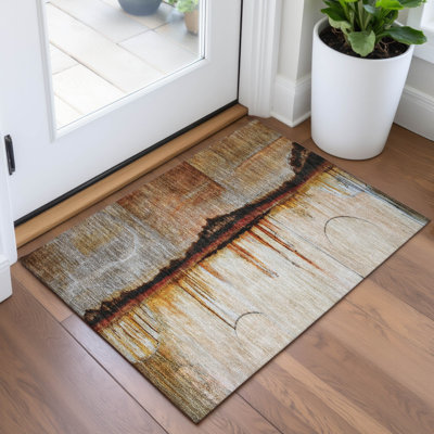 Tapis paprika Xhevrie intérieur / extérieur lavable à la machine