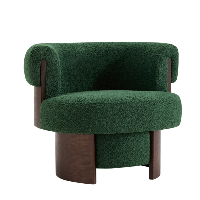 Scrolla Swivel Barrel Chair, Green