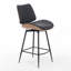 Chelsea Walnut Bentwood & Faux Leather Swivel Bar Stool with Metal Legs and Footrest-1010602712