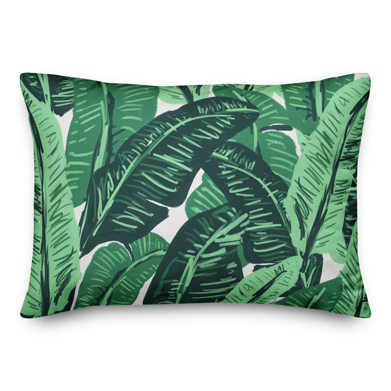 Steinke Painted Palm Outdoor Lumbar Pillow