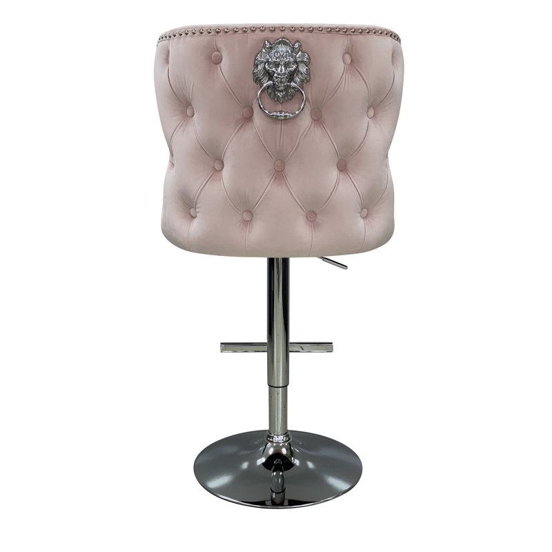 Hartfo Swivel Upholstered Adjustable Height Counter Stool with Metal Frame, Pink 