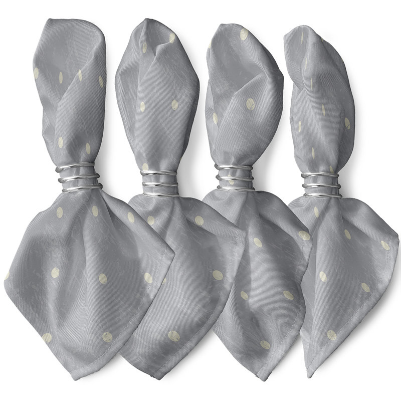 Ensemble de serviettes 4 pièces à motif géométrique Wally Dot, L 18 po x L 18 po, gris