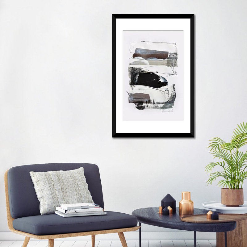 « neutral tons ii », impression sur toile, H 26 po x l 18 po x P 1,5 po, Toile avec cadre noir, Blanc