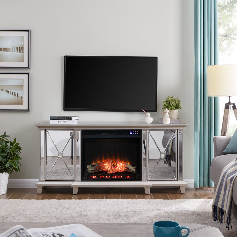 Katrien 58'' W Mirror/Silver Electric Fireplace
