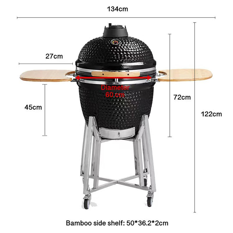 Ajooni 130cm Kamado Charcoal BBQ, Black