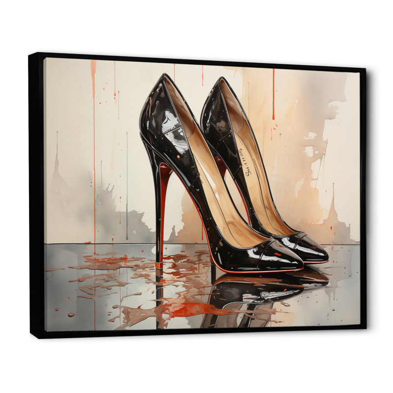 «Jaquis Black and Red High Heels Symphony III», reproduction sur toile, H 12 po x l 20 po, Cadre flottant noir