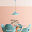 Superbe lustre turquoise, hauteur réglable de 10 x 2,8 pouces, base en métal, hauteur totale de 27 à 45,7 pouces, douille E27 (40 W maximum), éclairage élégant pour la salle à manger et les espaces de vie, design moderne-567745525-567745522