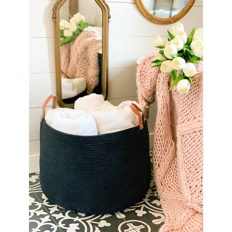 Laundry Basket with Handles, Black