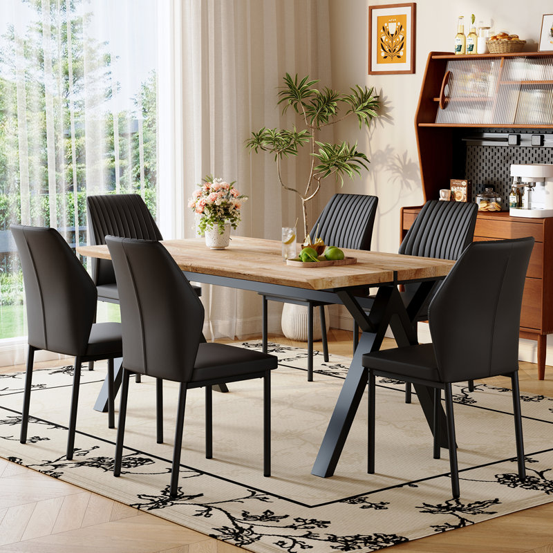 Ensemble de table de salle à manger Farmhouse pour 4 à 6 personnes, ensemble de table de cuisine en bois de style rustique
