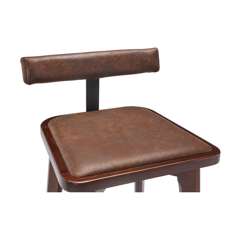 Brunswick Sao Bento 3 - Piece Pub Table Set – Solid Wood with Glass Top, Upholstered Bar Stools & Metal Footrest, Chestnut