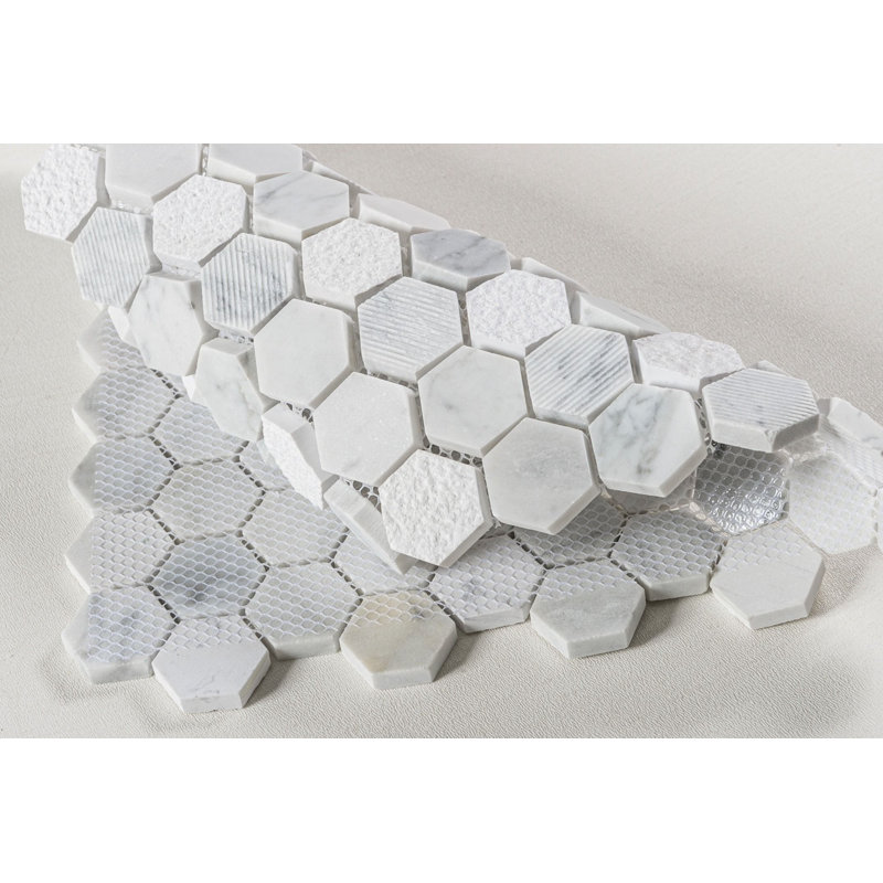 Amarillo 1-in. Honeycomb Patterned Look Honed Natural Stone Wall and Floor Mosaic Tile, Bluron