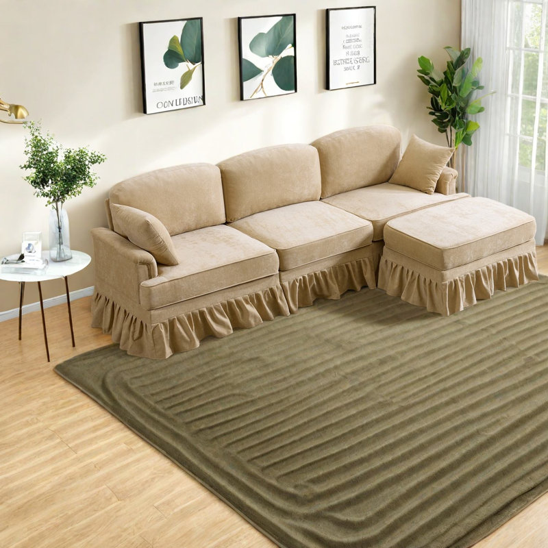 Canapé modulaire en L en bois de chenille