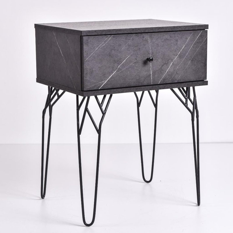 muir 50.2 cm W Bedside Table, Grey Stone