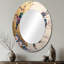 Multicolore oiseaux sur prunier II - grand miroir mural ovale sur métal-113798797