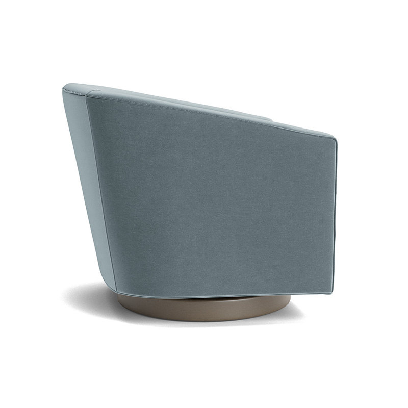 Cooper Upholstered Swivel Barrel Chair, Performance Velvet - Harbor, Driftwood