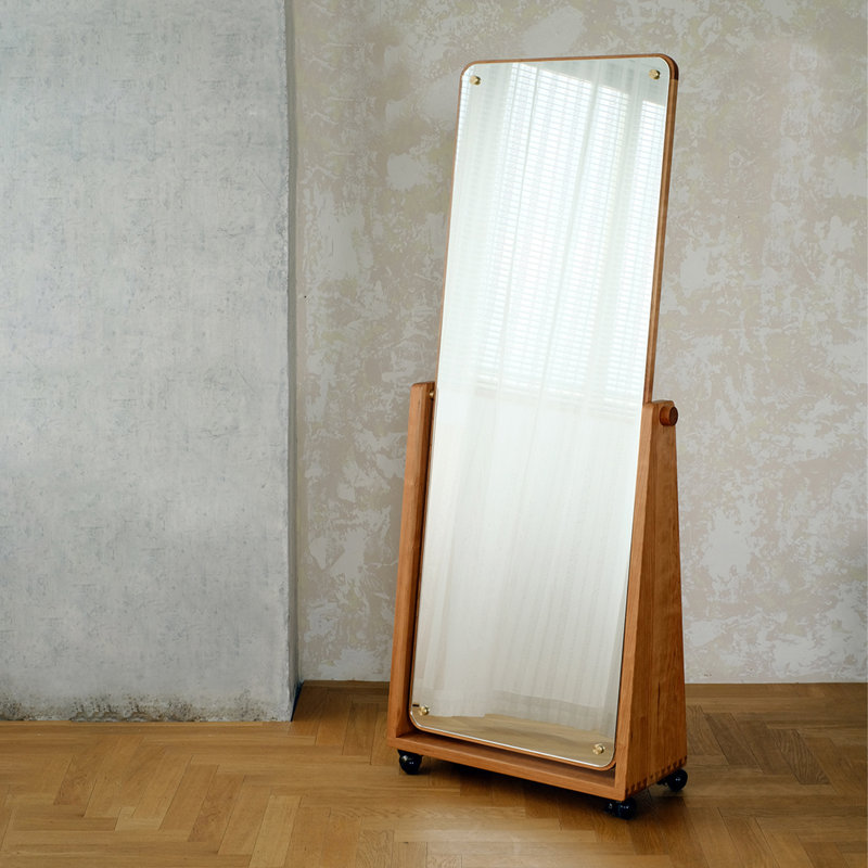 Miroir pleine longueur rotatif rétro, Cerisier