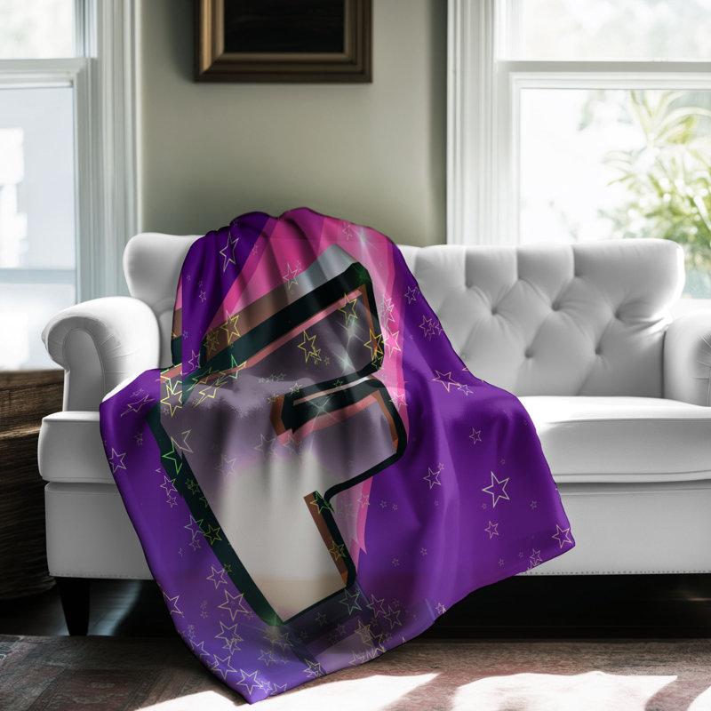 Motif Groovy - 1 pièce Sherpa Premium, Lit simple, Mauve / Noir