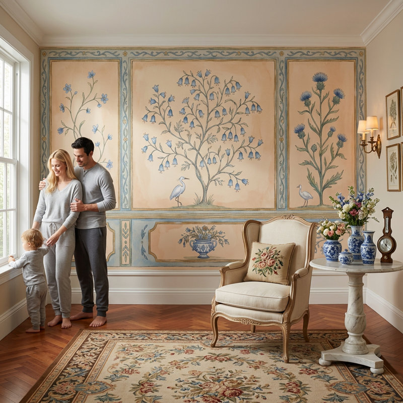 Décoration murale amovible en forme de panneau de botanique, 120 po x 96 po, Peler et coller
