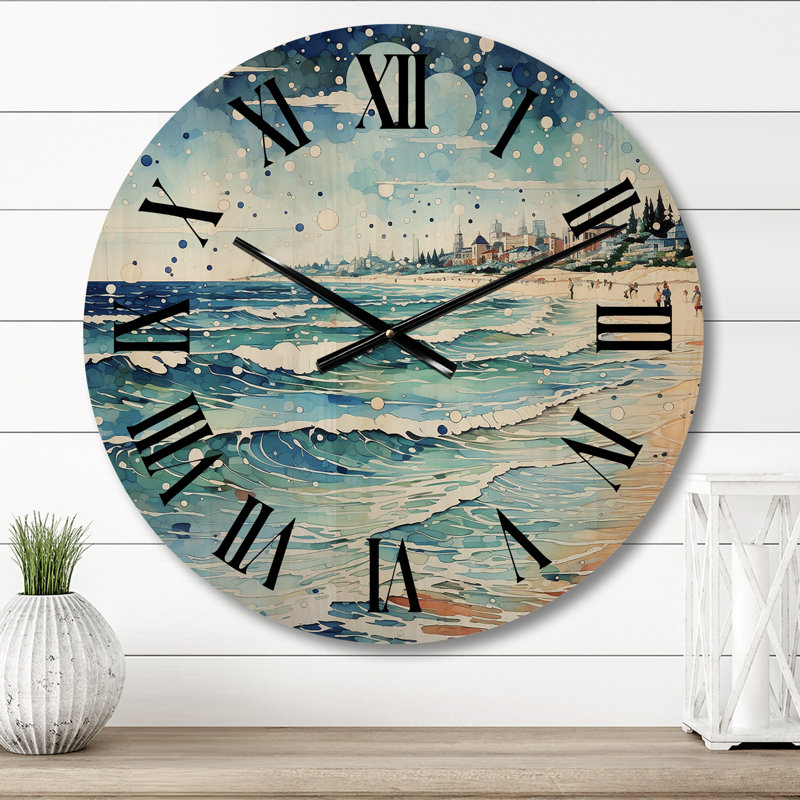Photo de plage Sandy Serenade IV - Très grande horloge murale en bois, Moyenne
