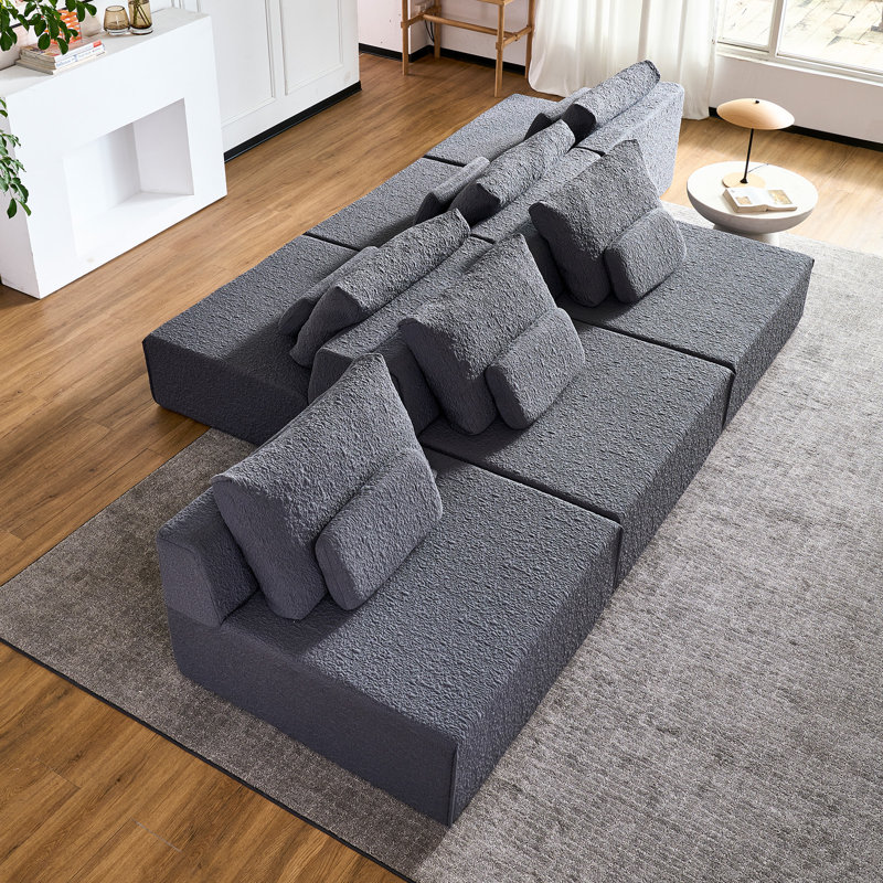 Canapé modulaire Boneless Boneless Cloud, H 31,5 po x l 157,6 po x P 78,8 po, 6, Gris