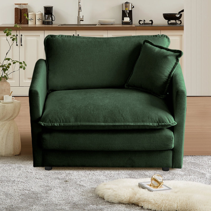 Canapé d'appoint simple en chenille avec canapé et coussin de lecture pour salon, appartement, bureau, Vert