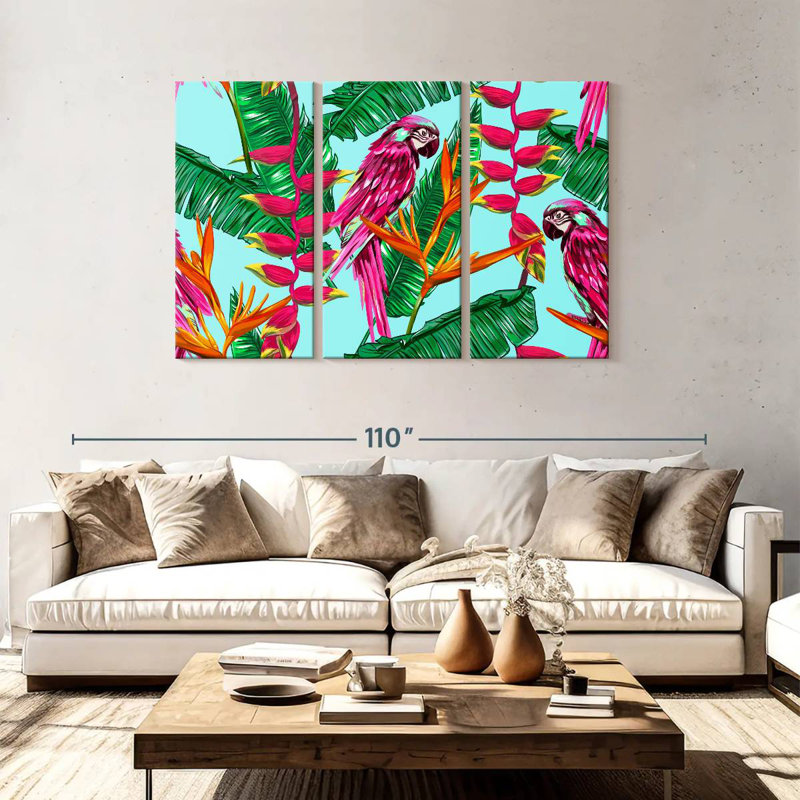 Brampt Tropical Plants And Exotic Birds, 48" H x 74" W