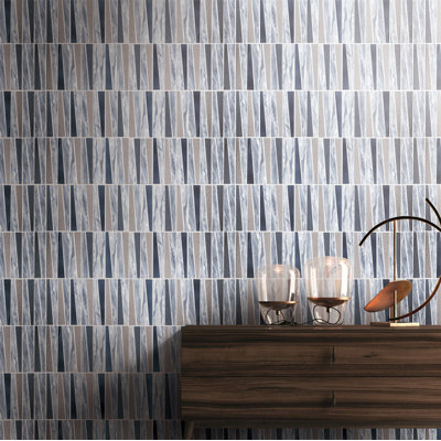 Carreau de mosaïque murale à chevrons en pierre naturelle / verre 11,75 po x 11,75 po Ru Musle