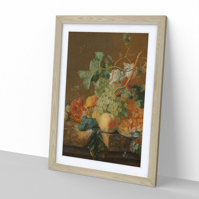 Still Life with Flowers and Fruit Vol.8 by Jan Van Huysum - Picture Frame Painting, 48cm H x 36cm W x 2cm D, Oak