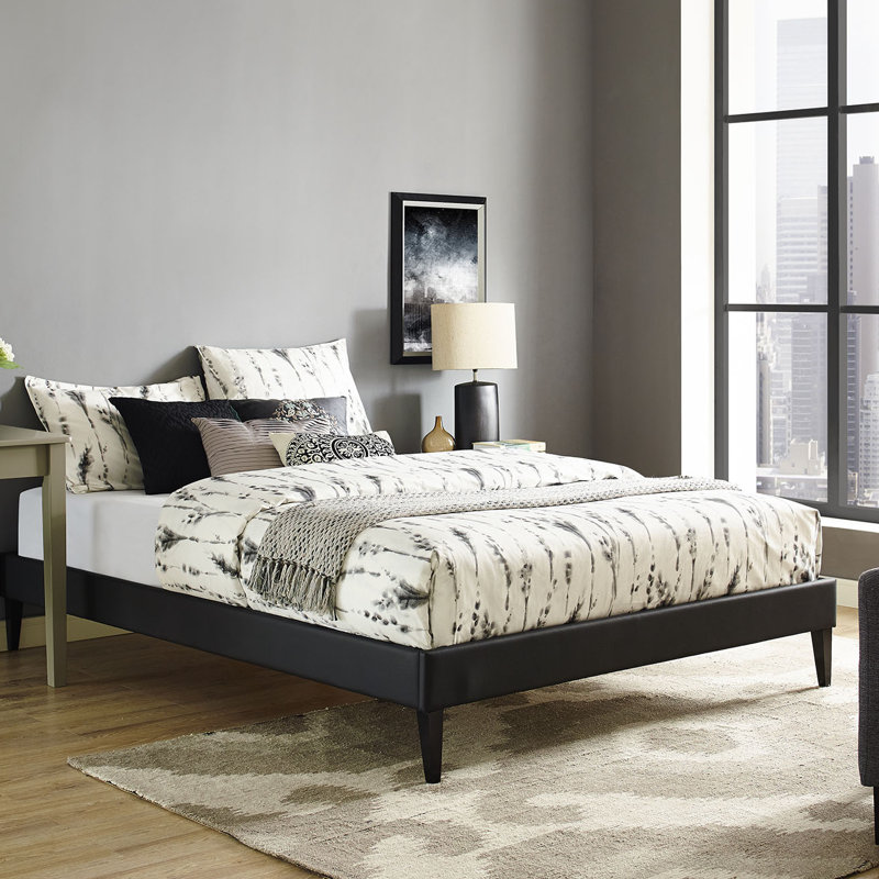Sharon Bed with Squared Tapered Legs, Black, Twin