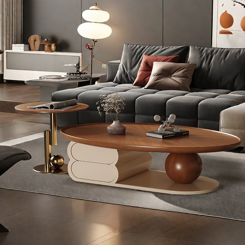Cream style creative solid wood coffee table