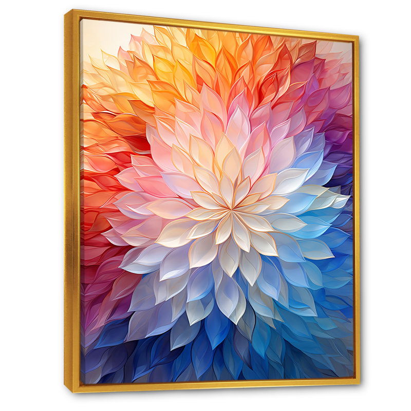 Multicolore Op Art Ethereal Kaleidoscope - Op Art Wall Decor, Cadre flottant doré, H 20 po x l 12 po x P 1 po