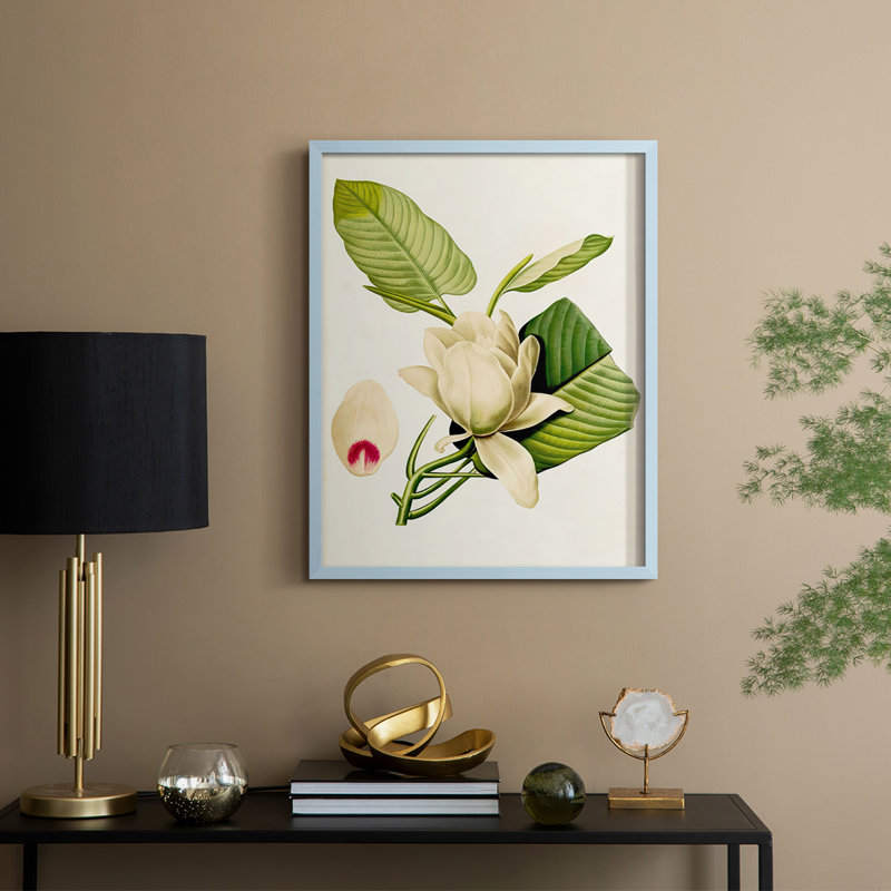 «Magnolia Flowers II», reproduction encadrée - bois massif, H 15 po x l 12 po, Bleu