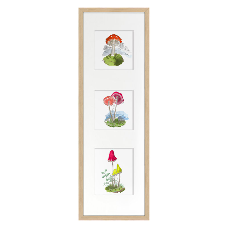 Mushroom Scene Print by Dana Gibson, Nordic Oak, 36" H x 12" W x 1.5" D