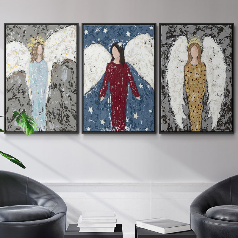 Ensemble de 3 pièces Angels, Noir, H 40 po x l 78 po