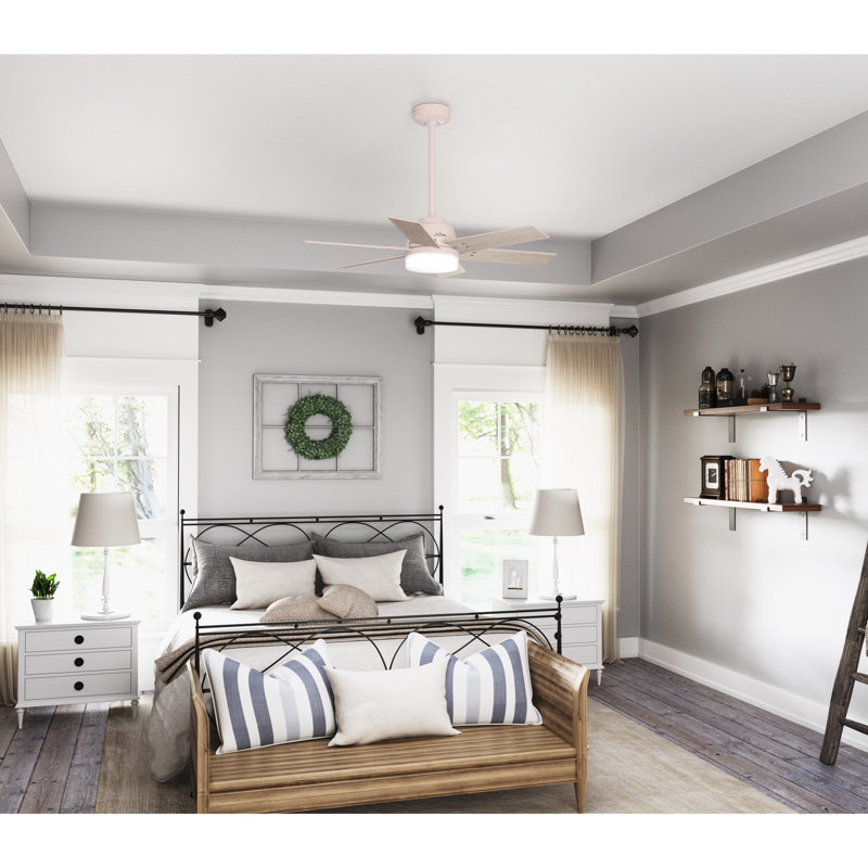 44" Blush Pink Ceiling Fan with Light and Remote Control