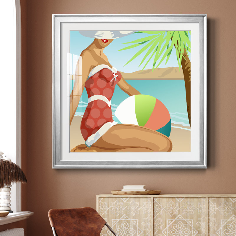 Beach Beach I - peinture encadrée, Encadrement argenté, H 30,5 po x l 30,5 po x P 1,5 po