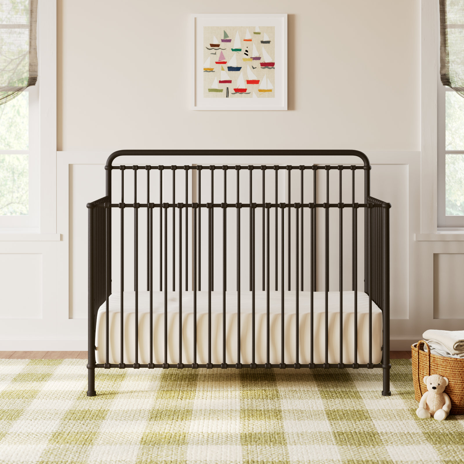 Winston Steel 4-in-1 Convertible Crib, Vintage Iron