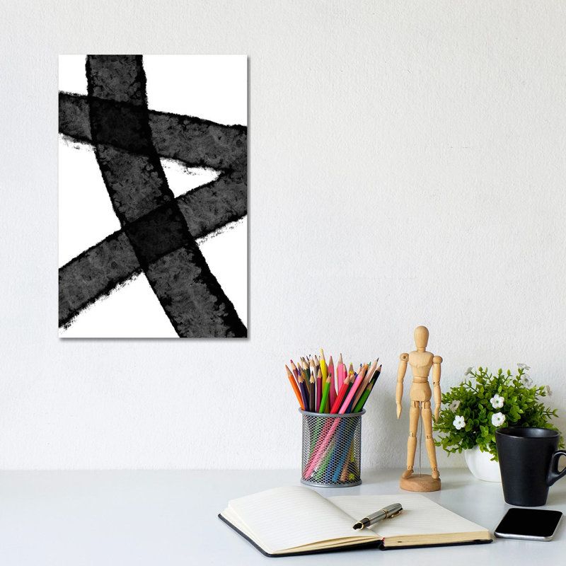Mid Century Black - Print on Canvas, Wrapped Canvas, 20.32 cm H x 30.48 cm W