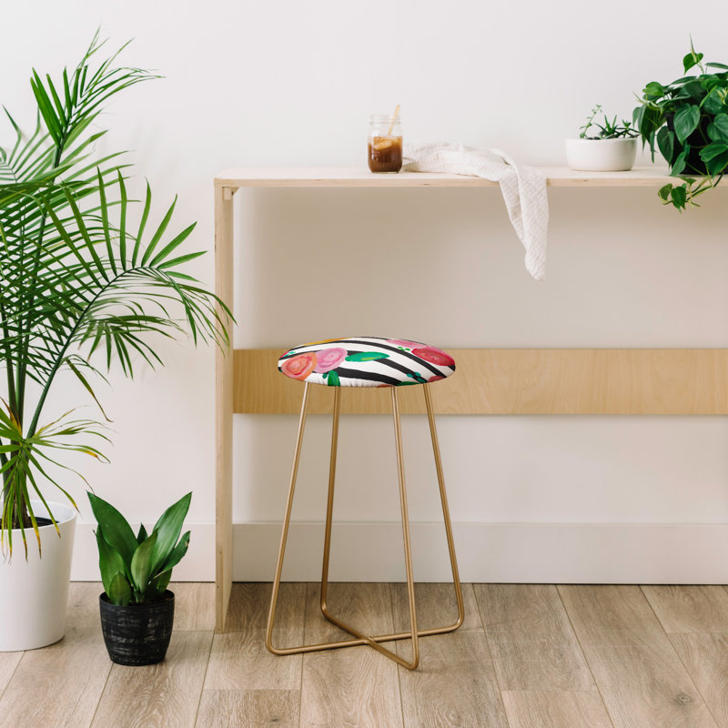 Upholstered Counter Stool with Metal Frame