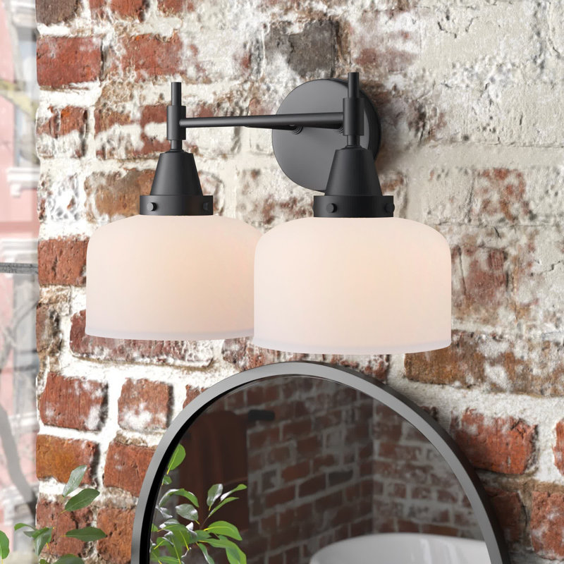 Éclairage pour meuble-lavabo 2 lumières 17 po Caden - H 5,75 po, Blanc mat, Ampoule DEL 4 watts rétro, Noir mat