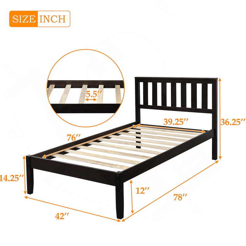 Lit plateforme Magna, Espresso, Bois massif