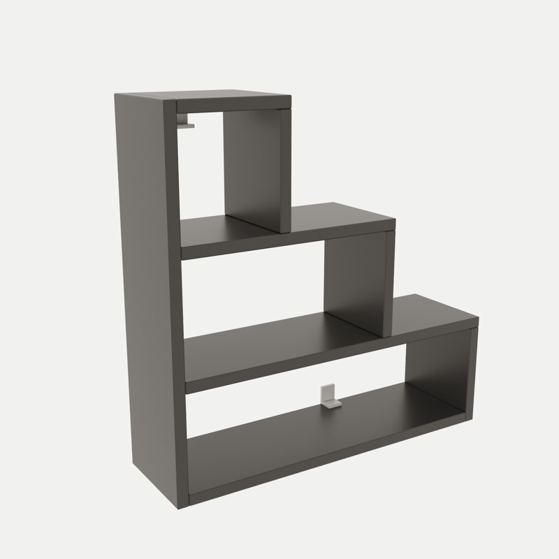 Scandinavian Wall Shelf, Anthracite, 24.4 x 24.4 x 7.1 inches | 100% Melamine Coated Particle Board, Thickness: 0.7 inches | Multiple Shelves, Wall-Mountable Design | Stylish Storage Solution for Modern Spaces